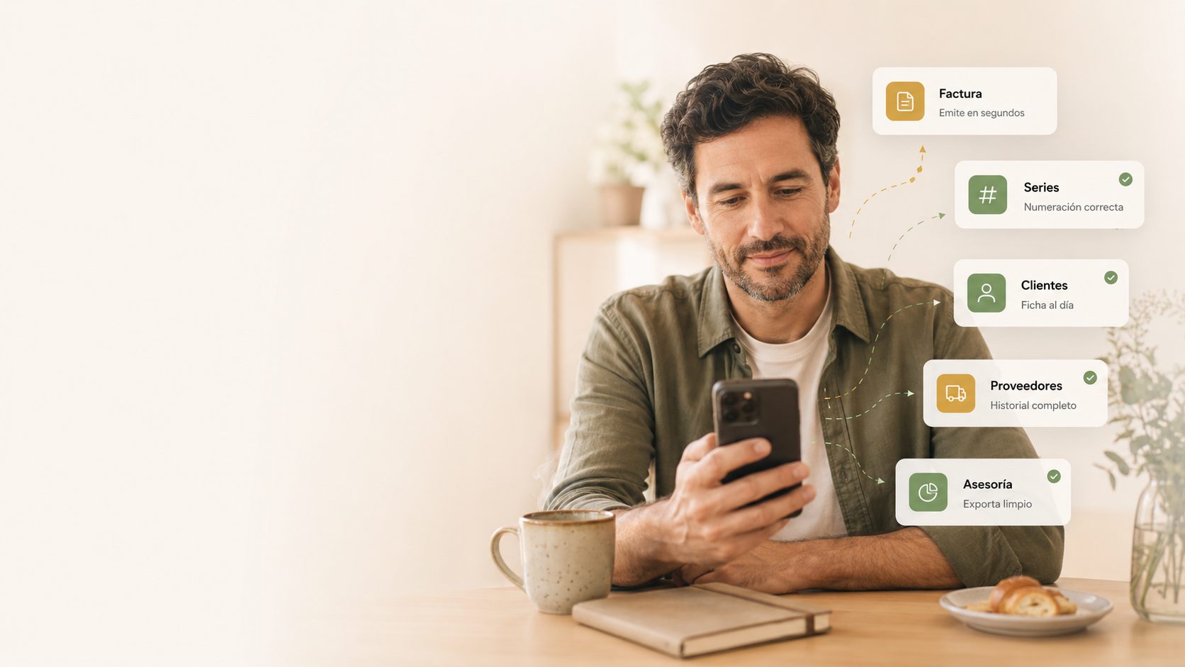 Software de facturación Cruasan en el móvil: emite facturas con Verifactu y gestiona clientes desde el smartphone